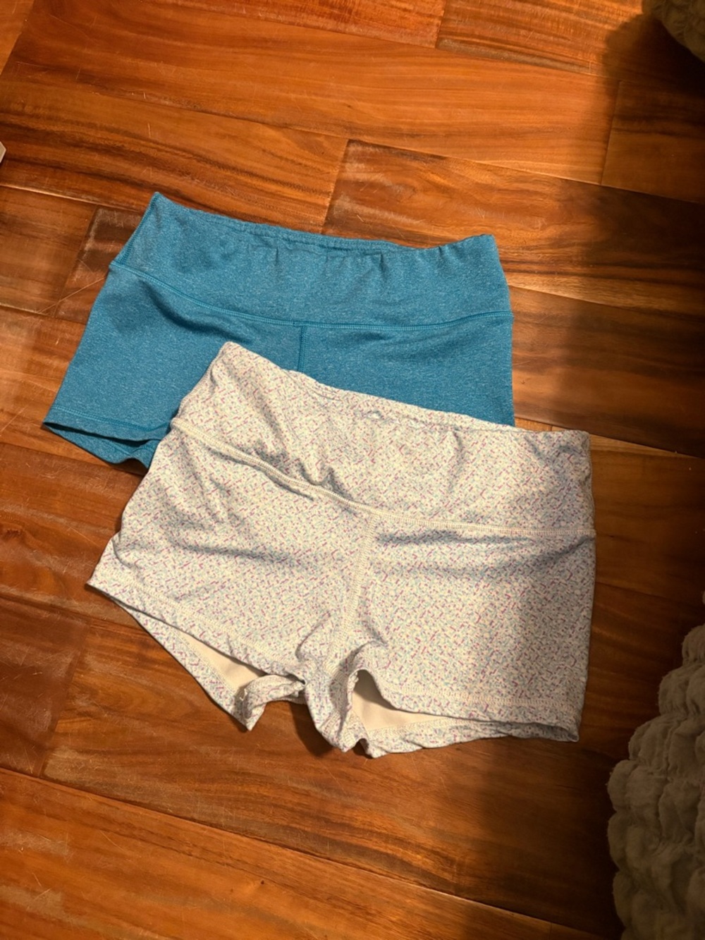 Fleo Shorts Bundle 2 Pair Small Blue Printed Workout Biker Shorts Set (1201)